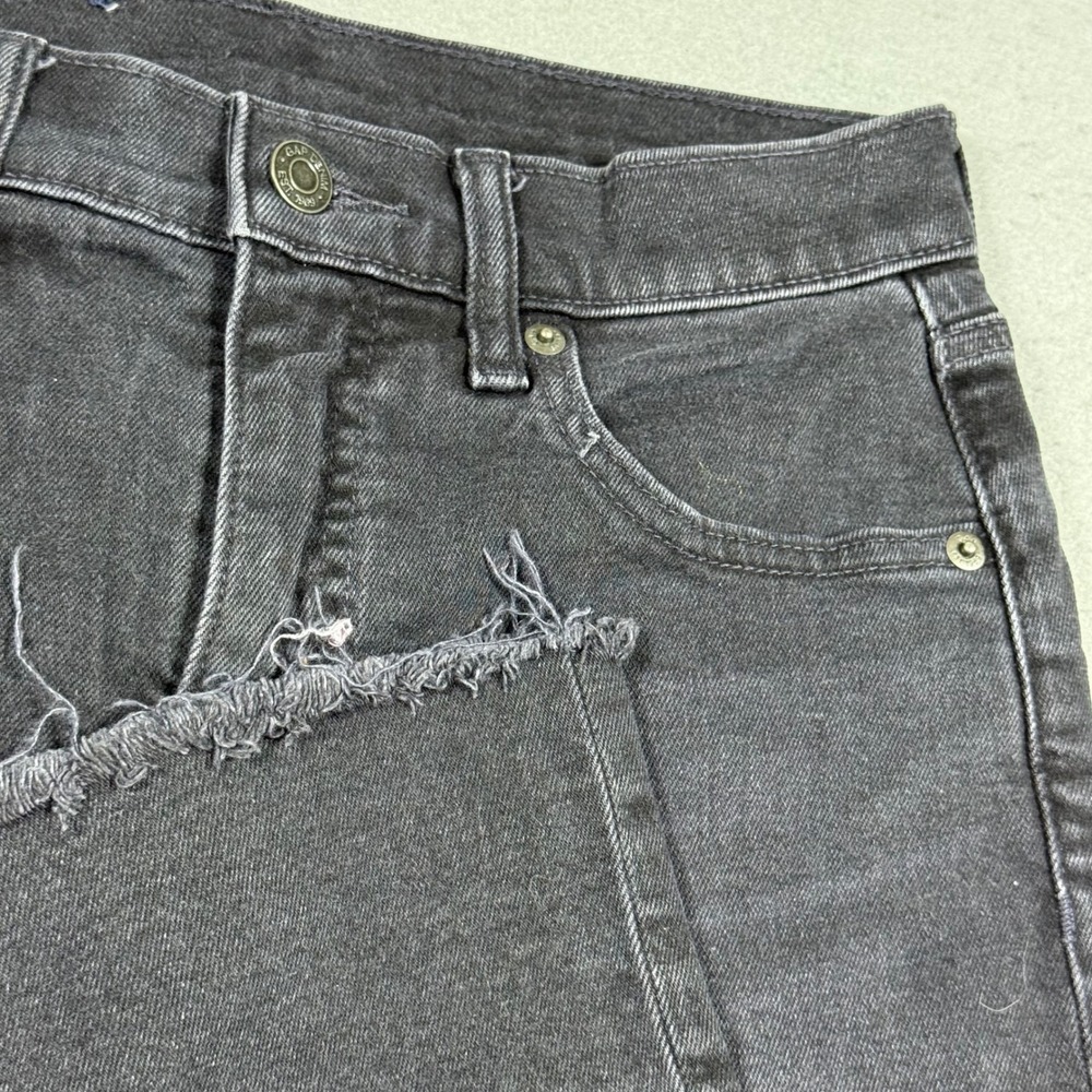 Gap Kick Fit High Rise Jeans Washed Black Raw Hem Frayed Denim Womens 27 4R